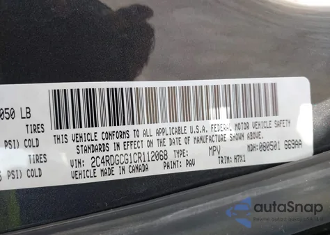 2012 Dodge Grand Caravan Sxt z USA, uszkodzony, nr VIN 2C4RDGCG1CR112068